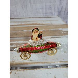 Blumchen red rocket Santa car decor Xmas vintage Germany